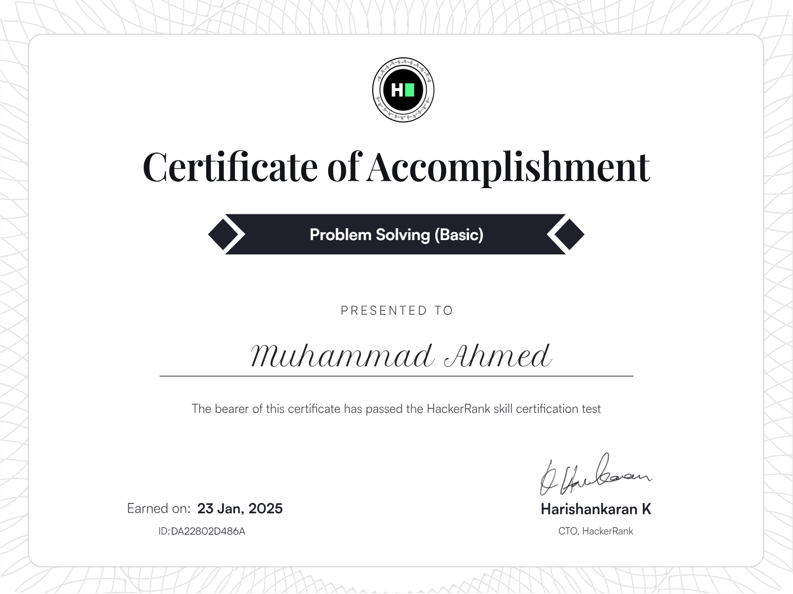 Problem Solving (Basic) Certificate